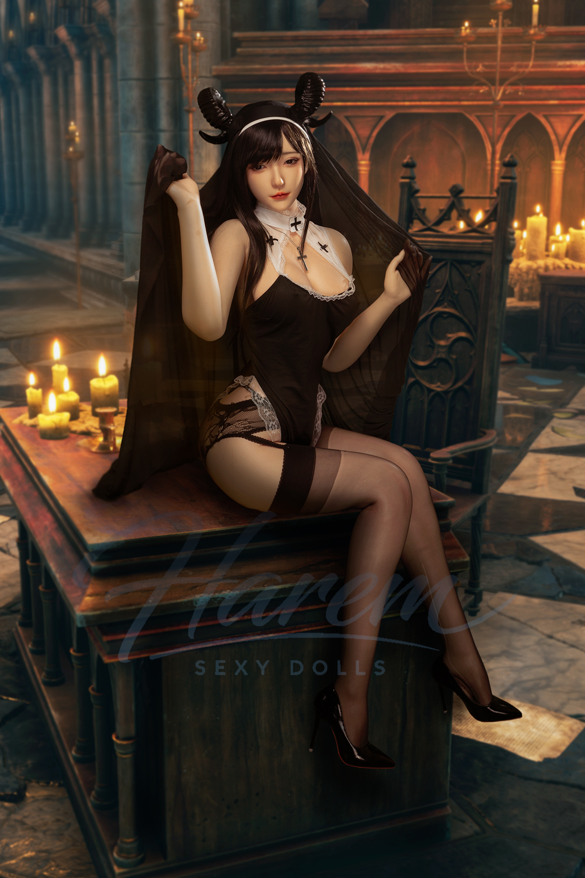HAREM 150CM #J159 SILICONE REALISTIC SEX DOLL - HAREM silicone sex doll full default premium system ROS head