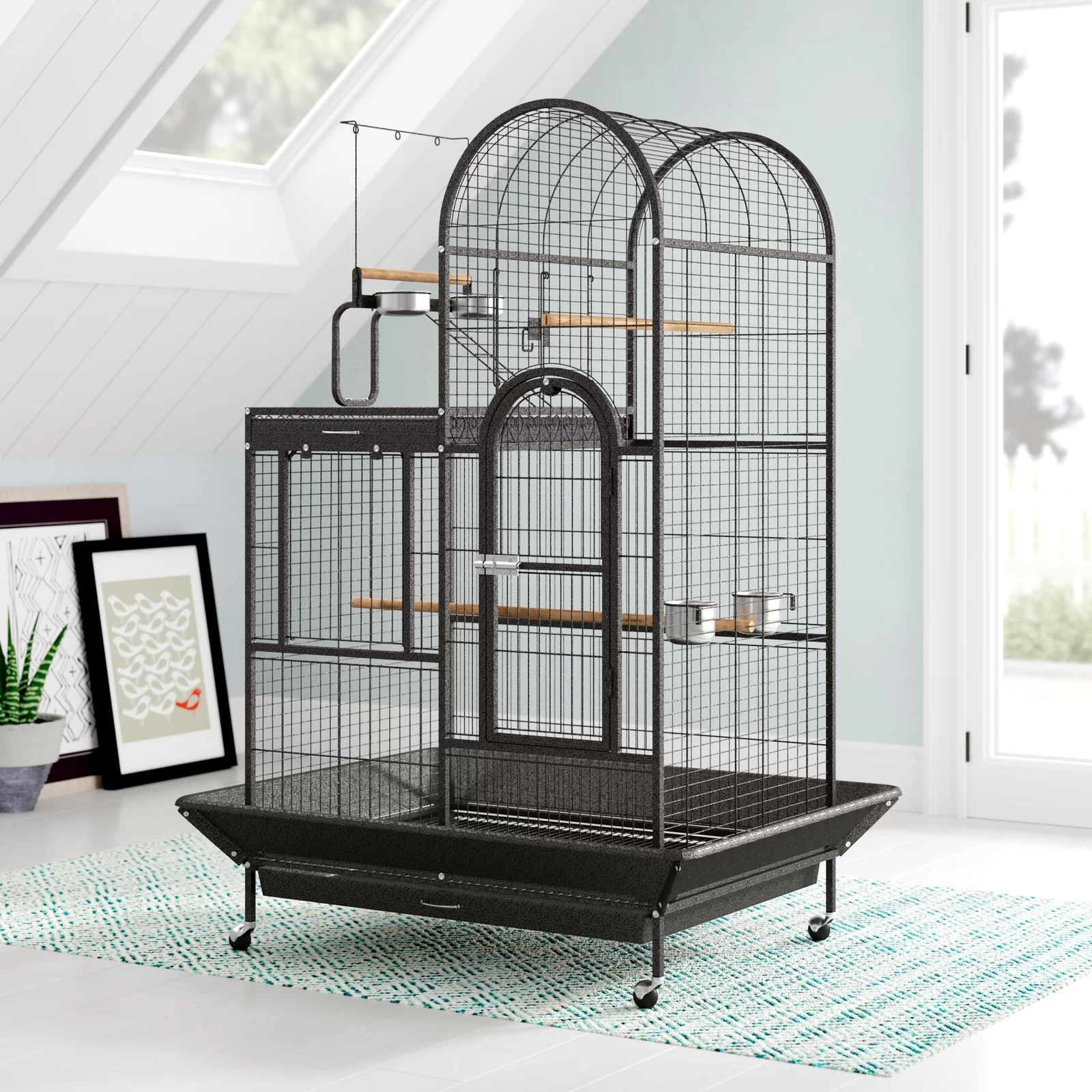 预发布站点、【Pet】Nickelson 66'' Steel Play Top Floor Bird Cage with Wheels、-12345