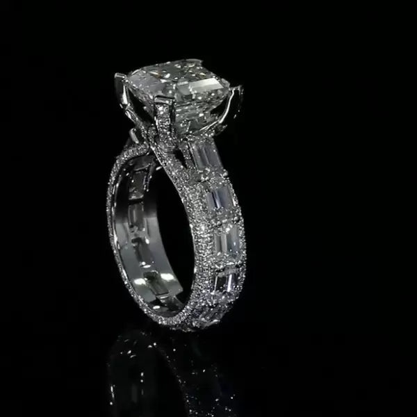 预发布站点、5.06ct Asscher Cut White Sapphire Engagement Ring、testother-12345