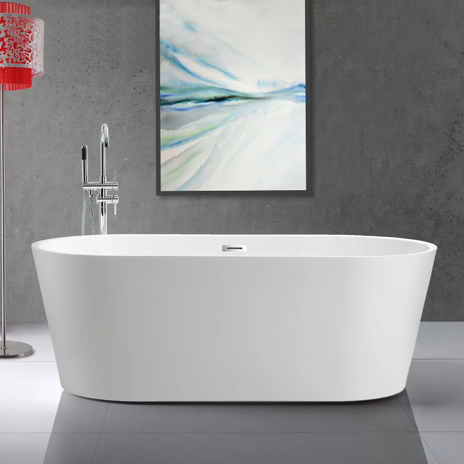 预发布站点、【Home Improvement】59" x 30" Freestanding Soaking Acrylic Bathtub、-12345