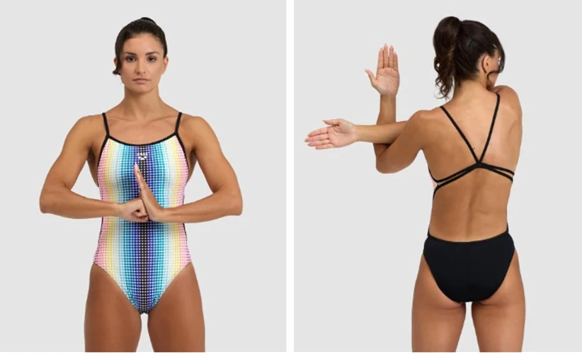 预发布站点、ARENA Women'S Circle Stripe Swimsuit Lace Back、mysite-12345