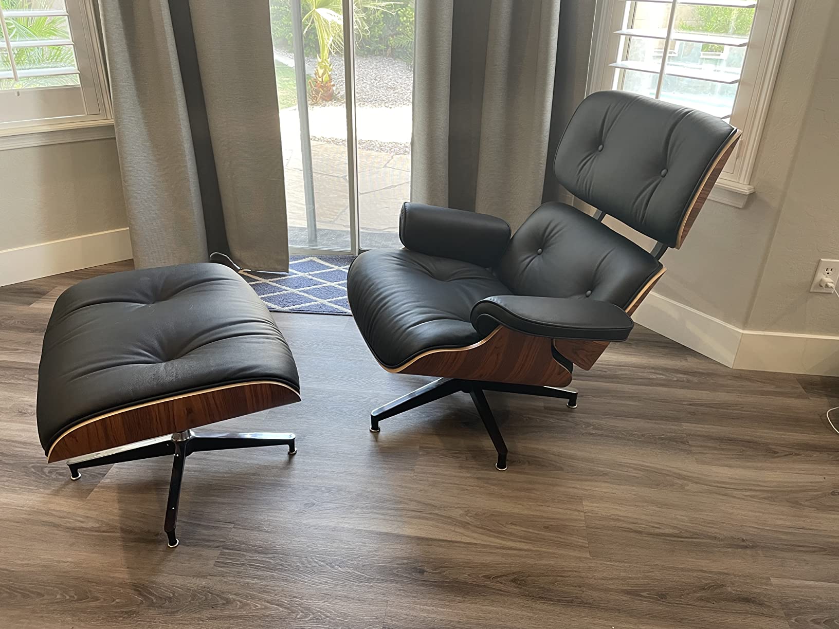 预发布站点、【Furniture】【BS】Genuine Leather Recliner with Ottoman, Mid Century Classic Lounge Chair、mysite-12345