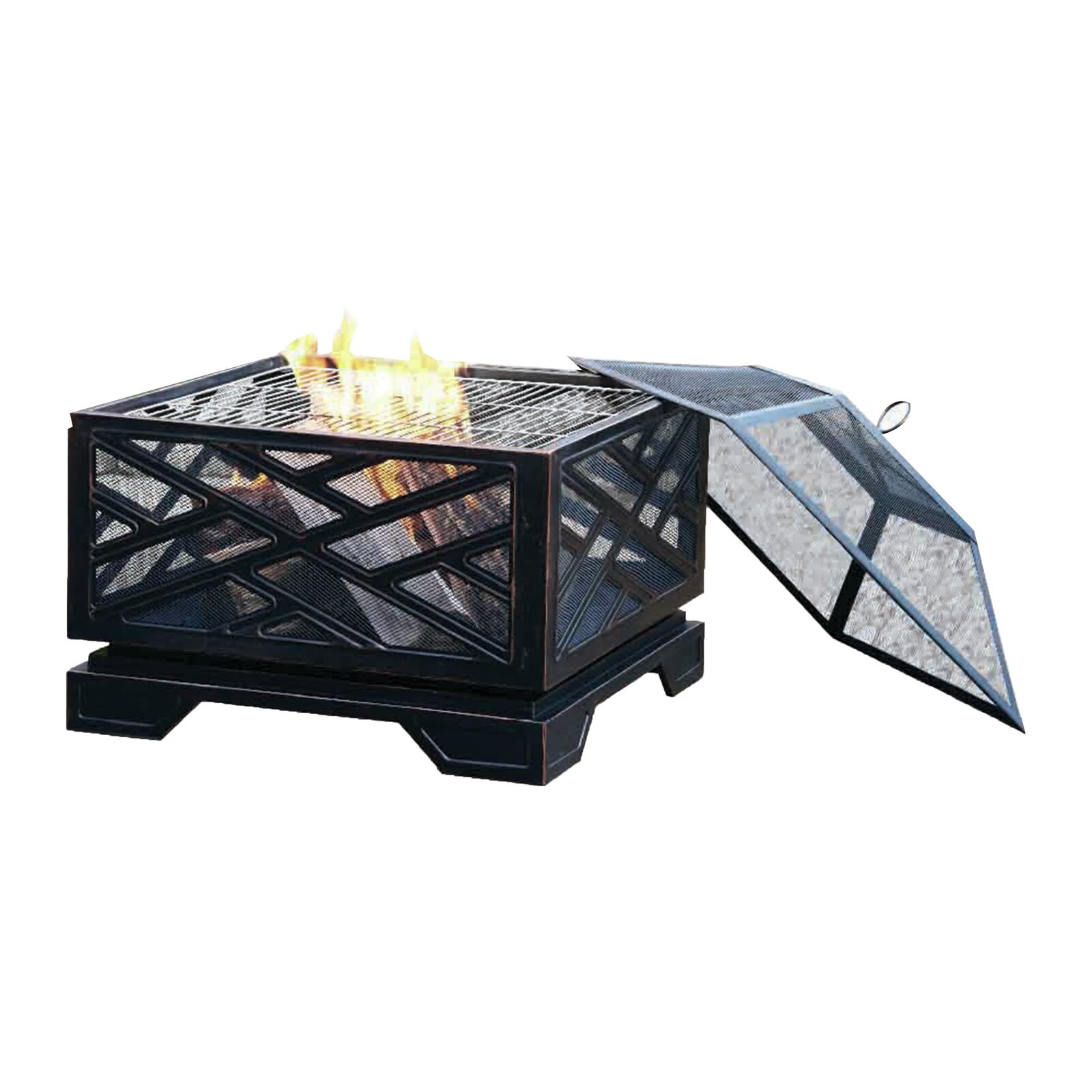预发布站点、【Sports&Outdoors】Telvin 26'' H x 26'' W Steel Wood Burning Outdoor Fire Pit with Lid、-12345