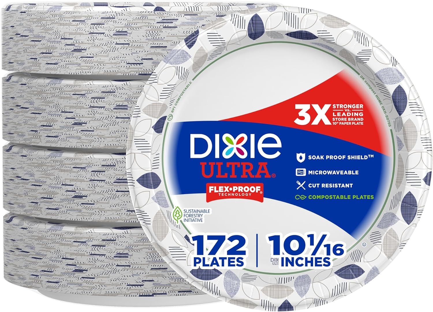 Dixie Ultra, Large Paper Plates, 10 Inch, 172 Count, 3X Stronger, Heavy Duty, Microwave-Safe, Soak-Proof, Cut Resistant, Disposable Plates For Heavy, Messy Meals111mysite