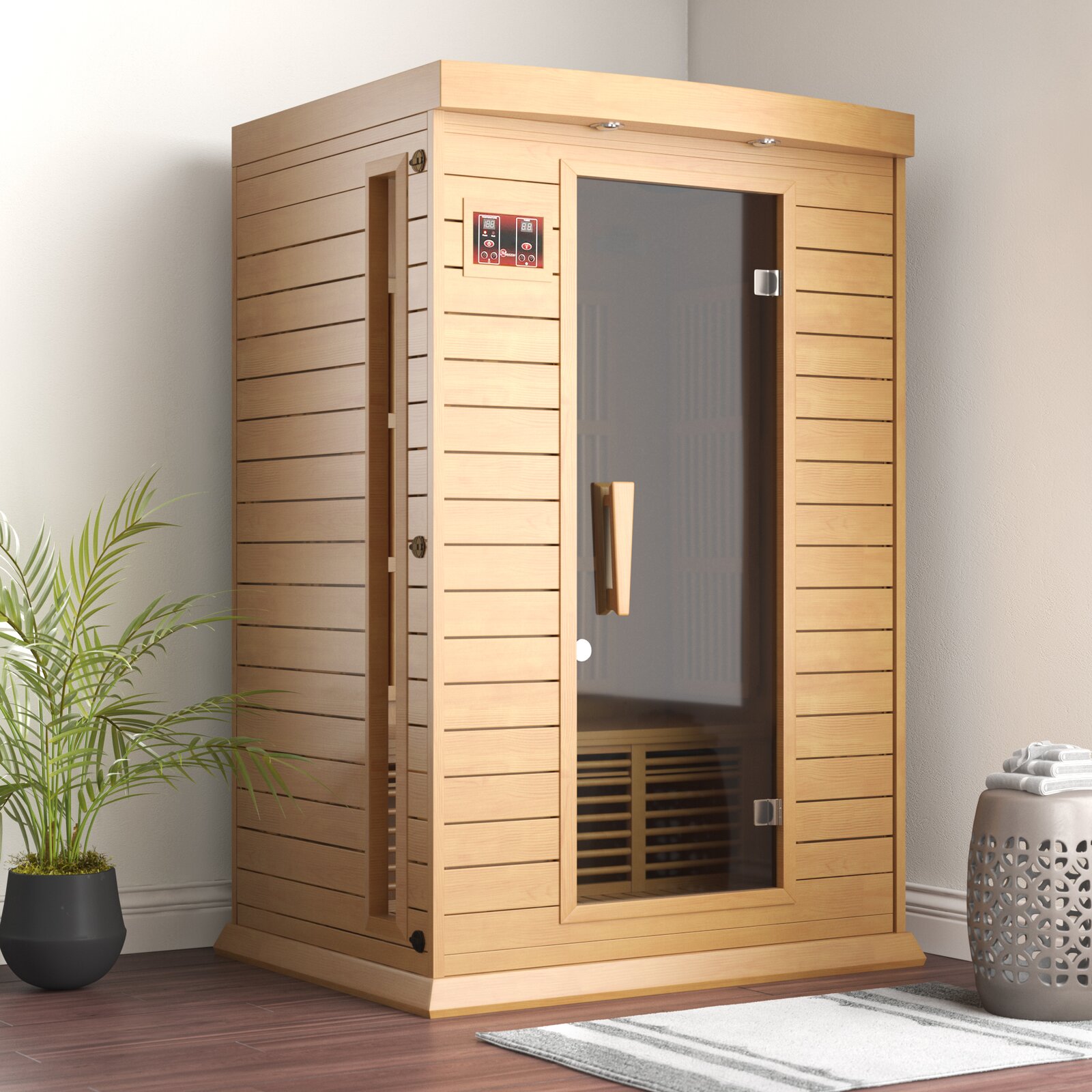 预发布站点、【Sports&Outdoors】Dynamic Infrared Maxxus 2 - Person Indoor Bluetooth Compatible FAR Infrared Sauna in Hemlock、-12345