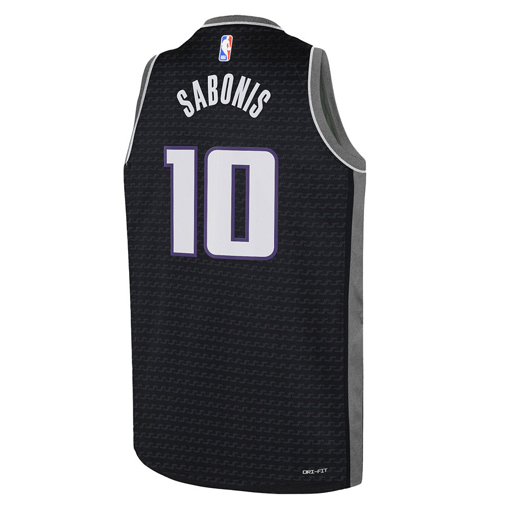 预发布站点、Youth Sacramento Kings Domantas Sabonis Statement Edition Jersey - Black、FF-CUSTOM-12345