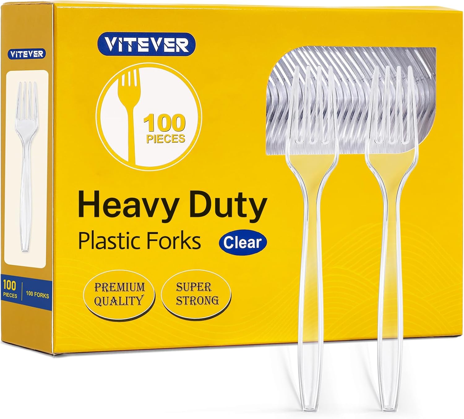 100 Count Clear Plastic Forks Heavy Duty, Premium Disposable Forks, Durable Plastic Cutlery for Parties, Picnics, Big Event, Daily Use - Heat Resistant & BPA Free111mysite