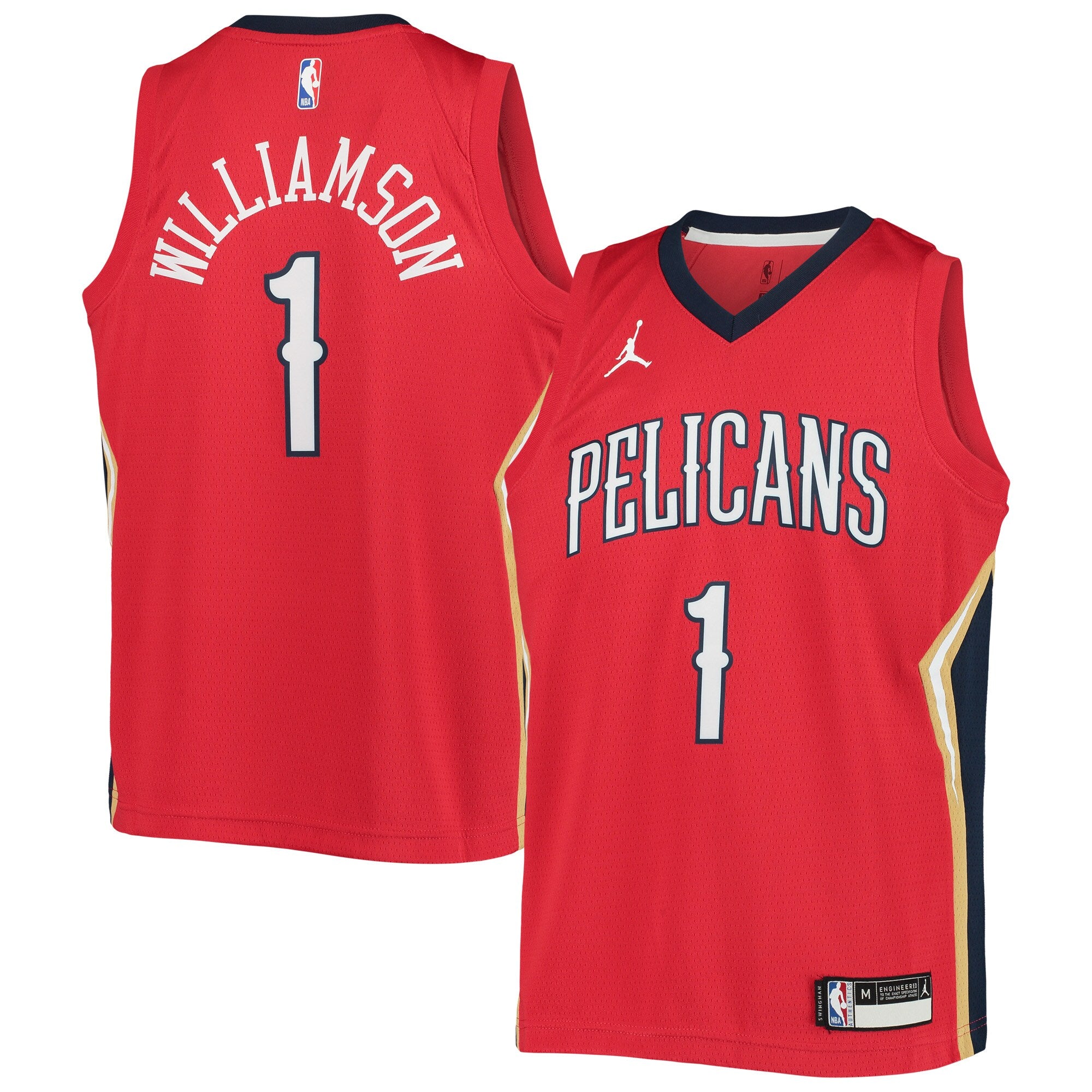 预发布站点、Zion Williamson New Orleans Pelicans Jordans Brand Youth 2020/21 Swingman Player Jersey - Statement Edition - Red、FF-CUSTOM-12345