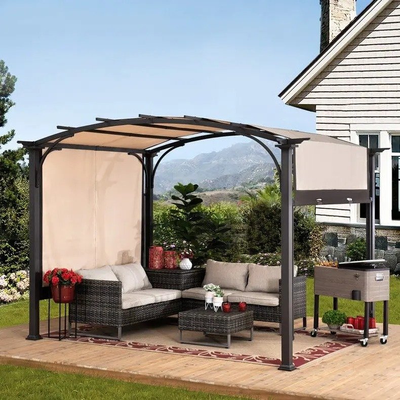 预发布站点、Meadow 11 Ft. W x 9.4 Ft. D Metal Pergola with Canopy、-12345