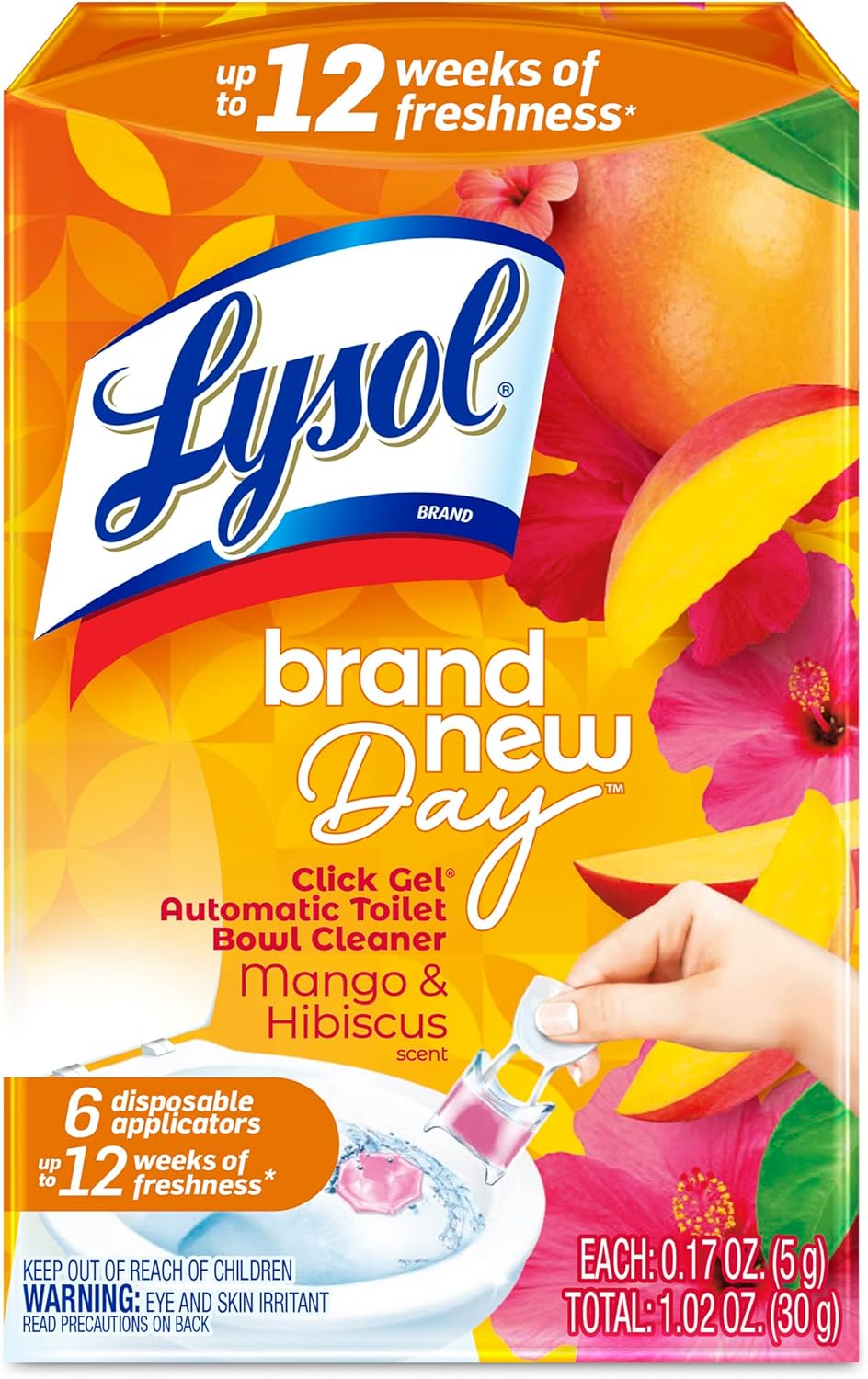 Lysol Click Gel Automatic Toilet Bowl Cleaner, Gel Toilet Bowl Cleaner, For Cleaning and Refreshing, Mango & Hibiscus, 6 Count (Pack of 1)111mysite