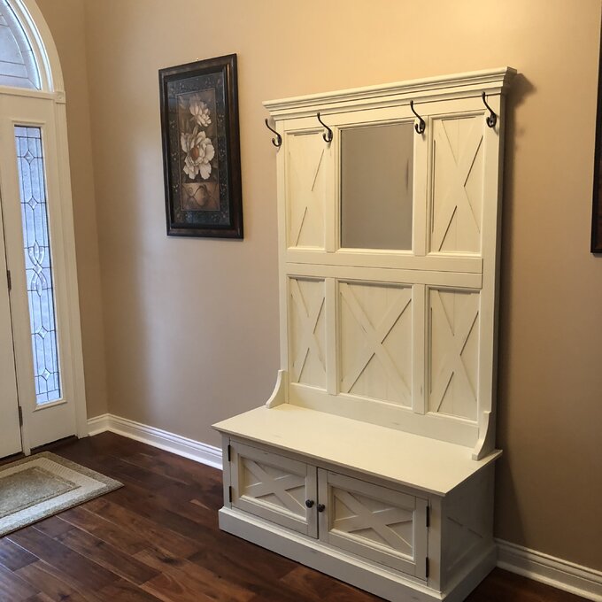 预发布站点、【Furniture】Lana 45'' Wide Mahogany Solid Wood Hall Tree with Bench、-12345