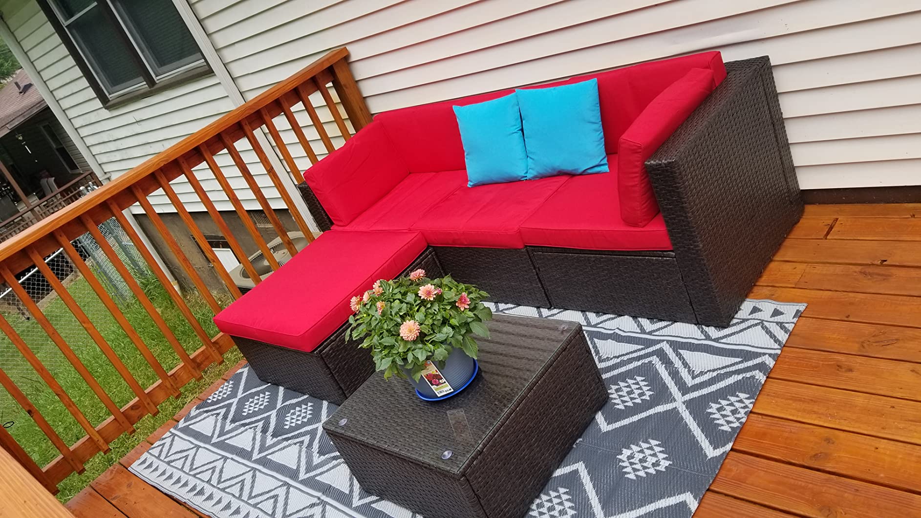 预发布站点、【Furniture】5 Pcs Patio Furniture Sets, All-Weather Brown PE Wicker Outdoor Couch Sectional Patio Set、mysite-12345