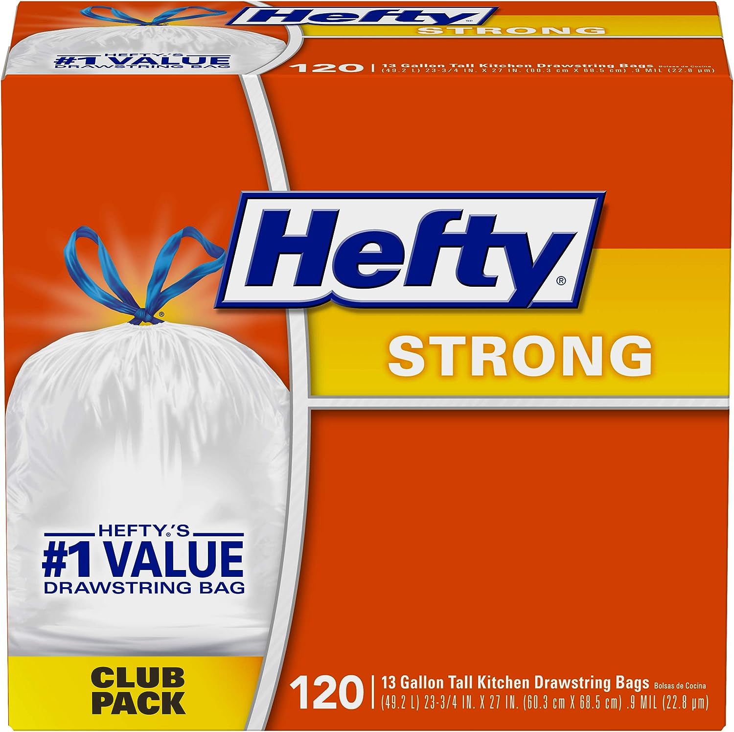 Hefty Strong Tall Kitchen Trash Bags, Unscented, 13 Gallon, 90 Count, White,Packaging may vary111mysite