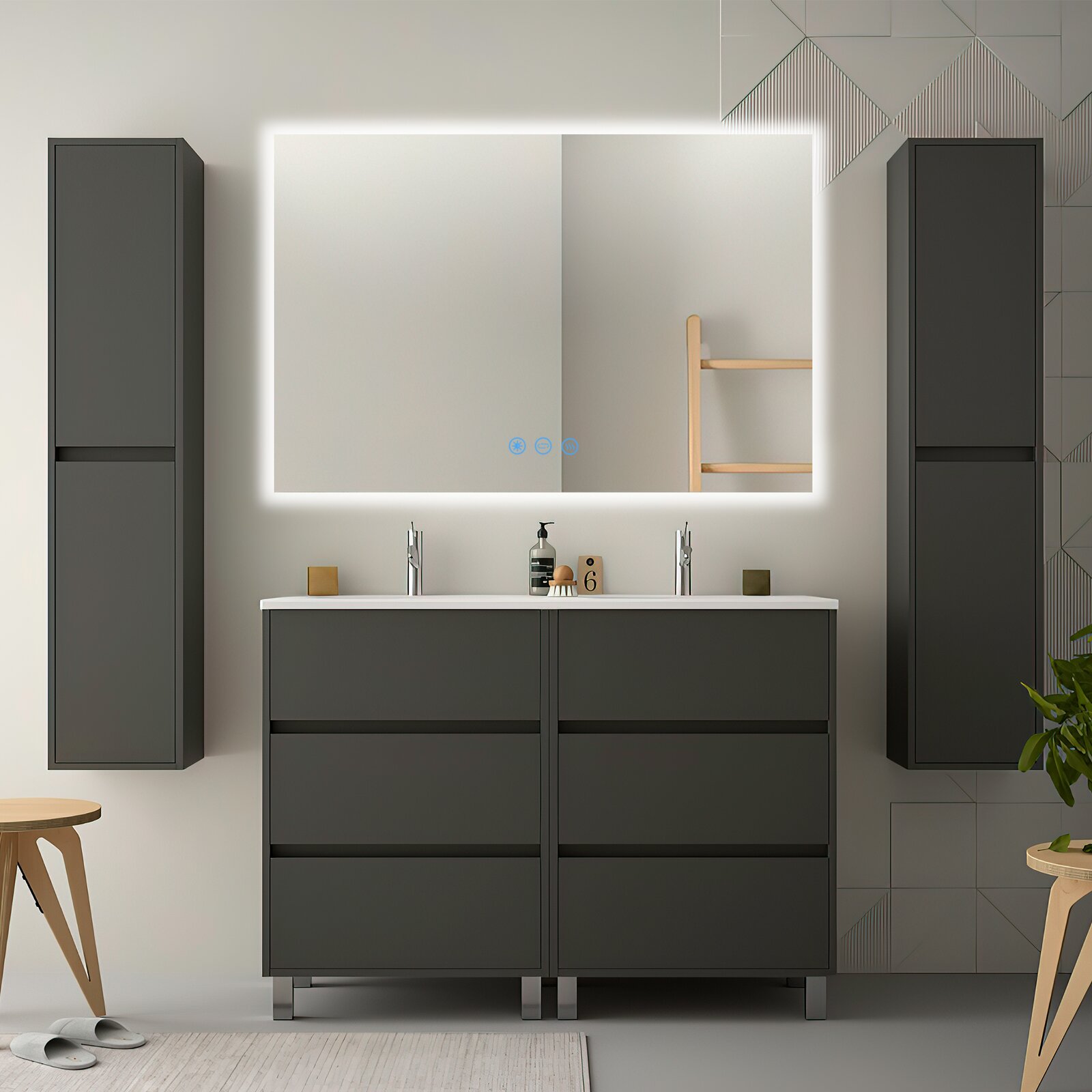 预发布站点、【Home Improvement】Bronson Rectangle LED Wall Mirror、-12345