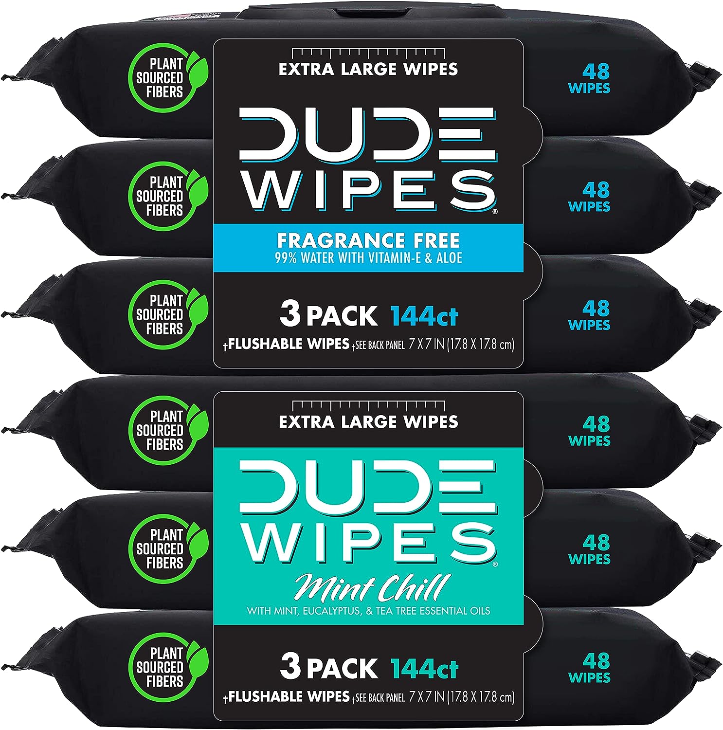 DUDE Wipes - Flushable Wipes - 144 Wipes - Unscented Extra-Large Adult Wet Wipes - Vitamin-E & Aloe for at-Home Use - Septic and Sewer Safe, 48 Count (Pack of 3)111mysite