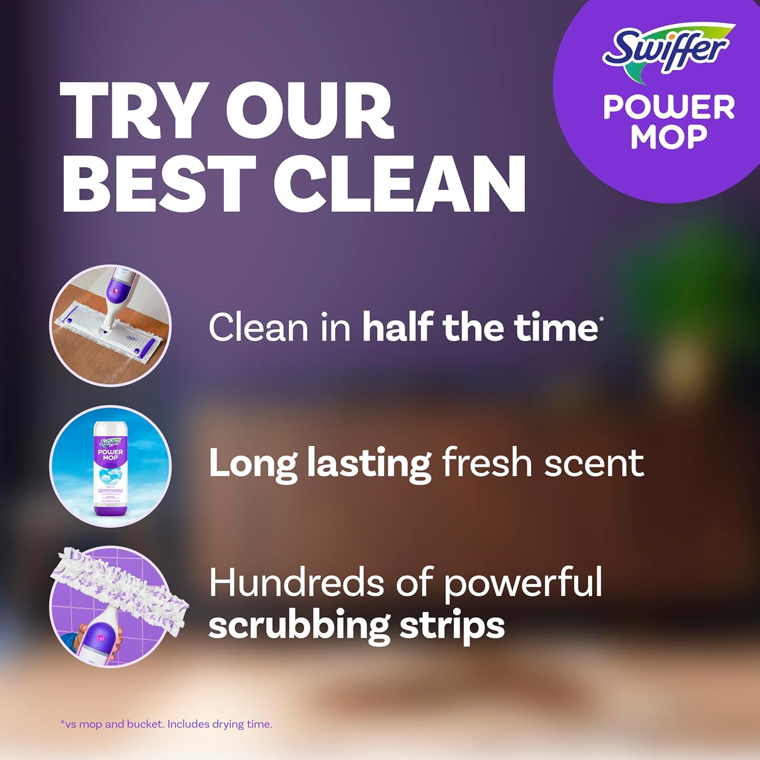 Swiffer PowerMop Multi-Surface Mop Kit for Floor Cleaning, Fresh Scent, Mopping Kit Includes PowerMop, 2 Mopping Pad Refills, 1 Floor Cleaning Solution with Fresh Scent and 2 Batteries111mysite