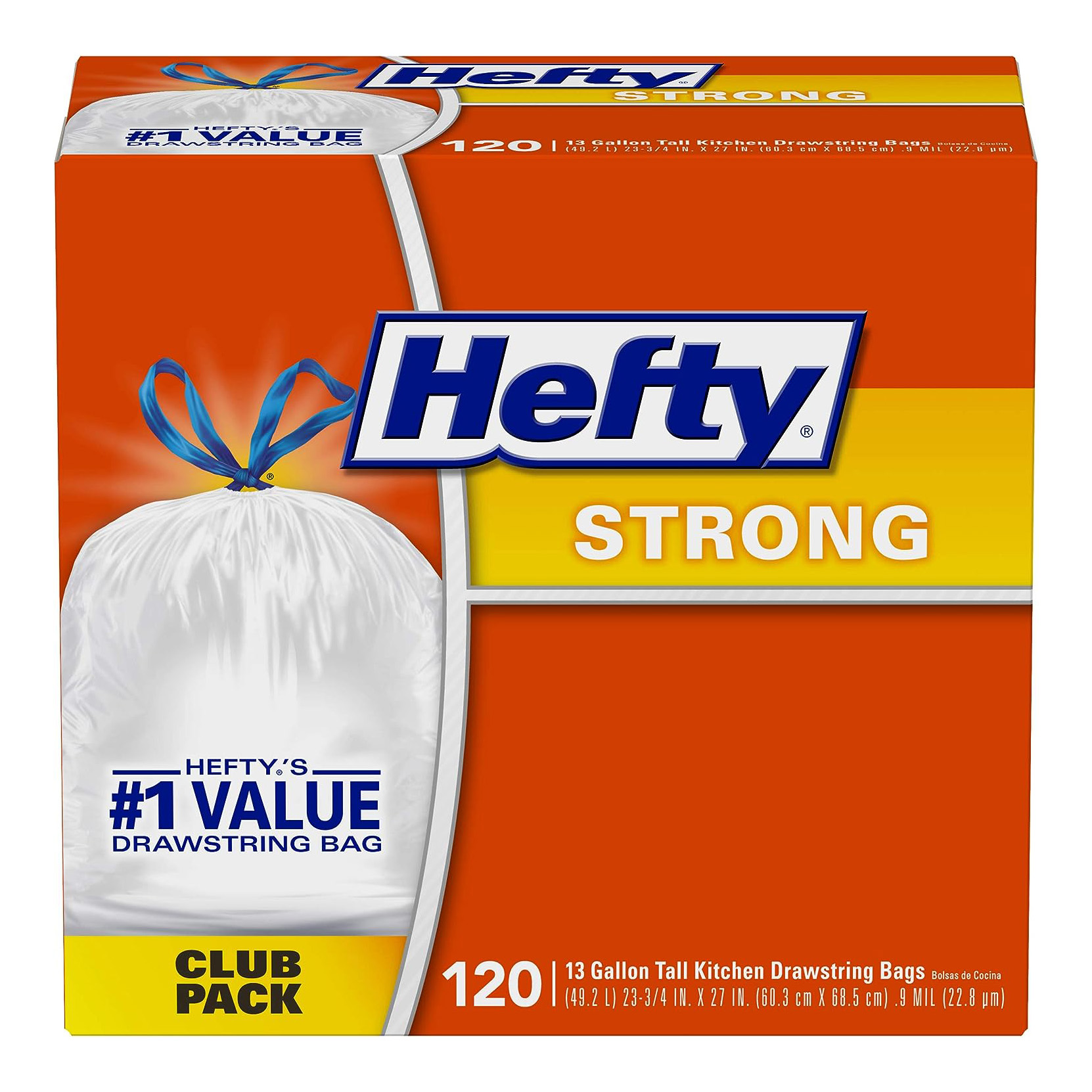 Hefty Strong Tall Kitchen Trash Bags, Unscented, 13 Gallon, 90 Count, White,Packaging may vary111mysite