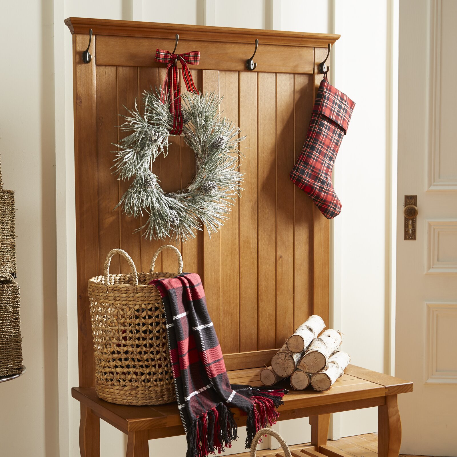 预发布站点、【Furniture】Bernnadette 40'' Wide Pine Solid Wood Hall Tree with Bench、-12345