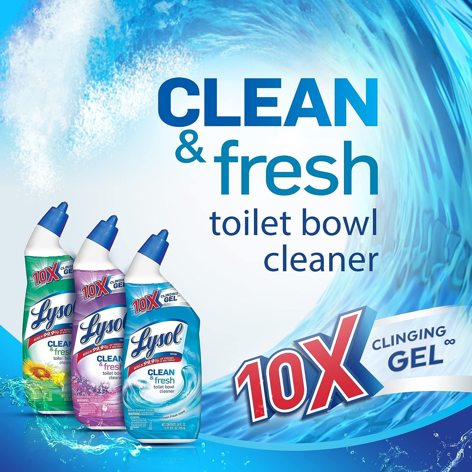 Lysol Cling Gel Toilet Bowl Cleaner, Country Scent, 24 Fl Oz (Pack of 3)111mysite
