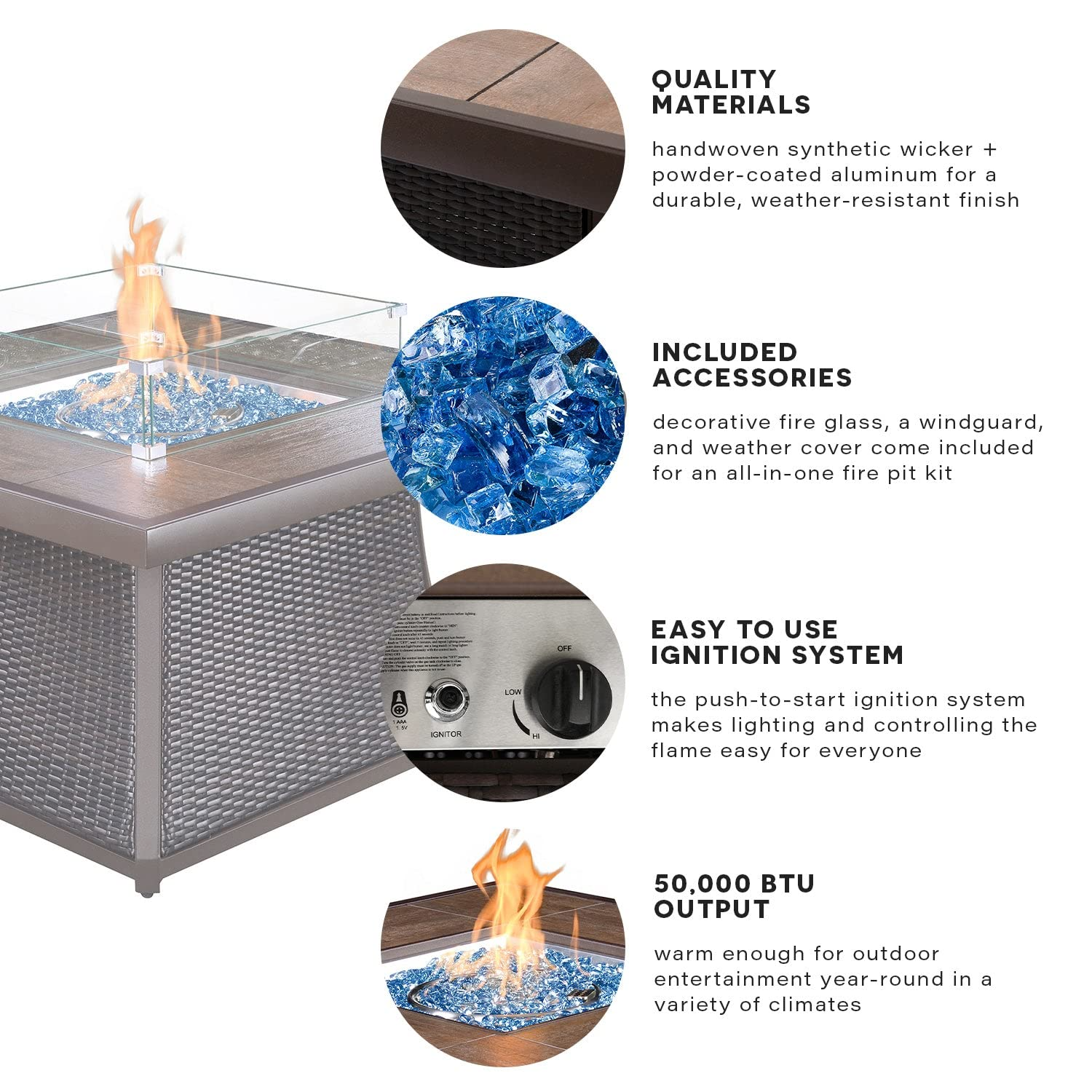 预发布站点、【Furniture】Kinger Home Propane Brazier Table 5-Piece Set, Suitable for Outdoor Patios、mysite-12345