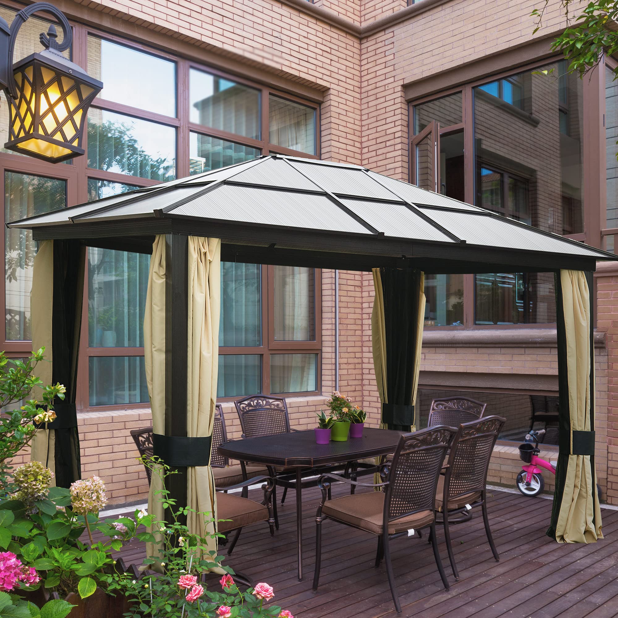 预发布站点、【Gazebo】12'L x 10'W Hard Top Gazebo Canopy Sunshelter Waterproof Sun Shade、mysite-12345