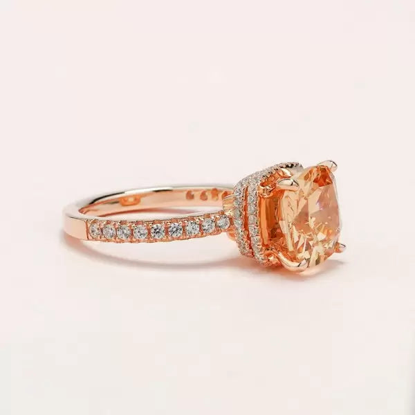 预发布站点、5ct Cushion Cut Engagement Ring in Rose Gold、testother-12345