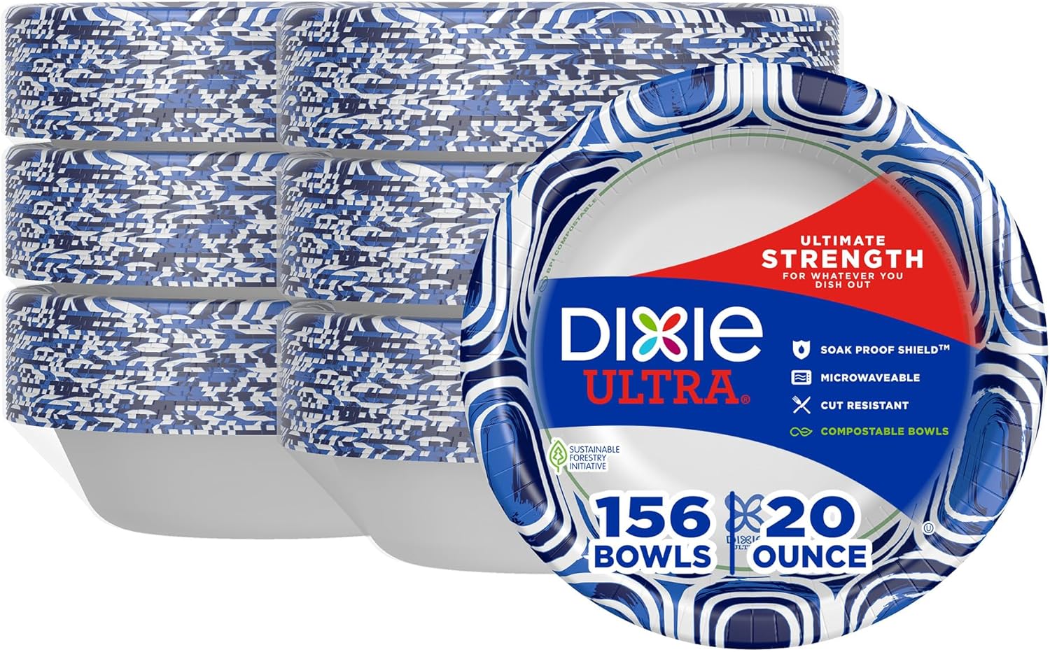 DIXIE Ultra, Large Paper Bowls, 20 Oz, 26 Count (Pack of 6), Microwave Safe, Compostable, Disposable Bowls Great For Breakfast, Lunch, And Dinner Meals111mysite
