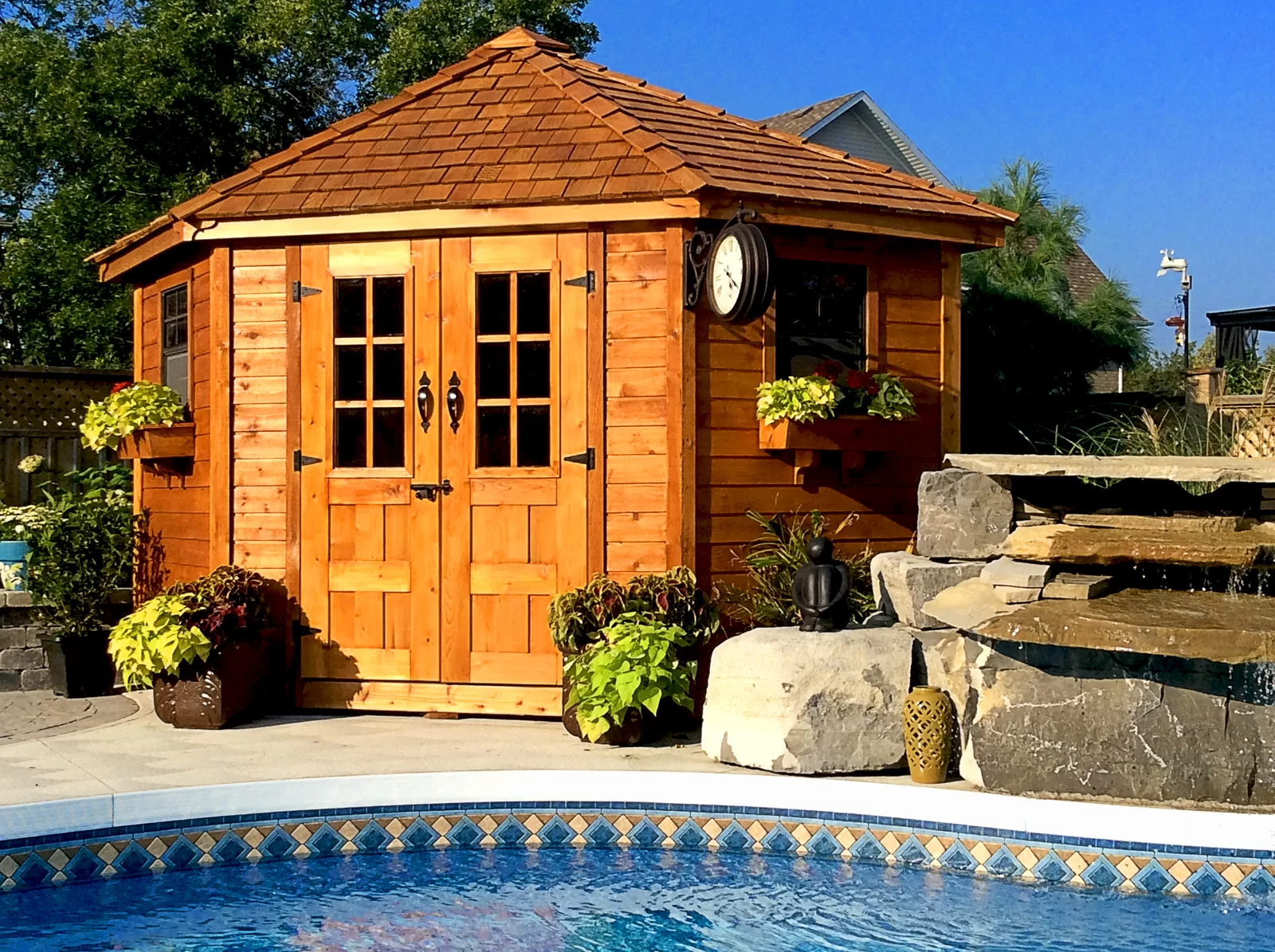 预发布站点、【Storage Shed】9 ft. W x 9ft. D Penthouse Cedar Wood Garden Shed with French Doors、-12345