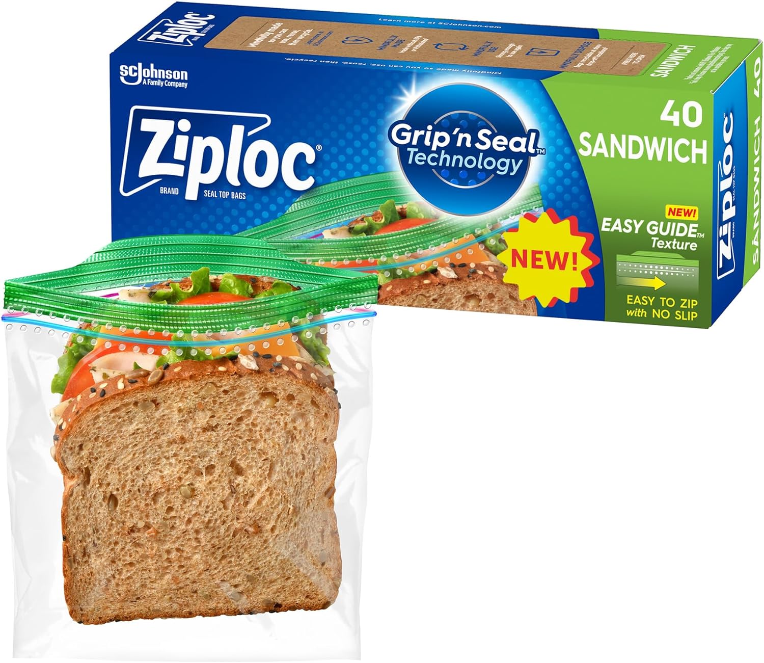 Ziploc Sandwich and Snack Bags with EasyGuide Texture, Plastic Storage Bags with Grip 'n Seal Technology, 280 Bags Total111mysite