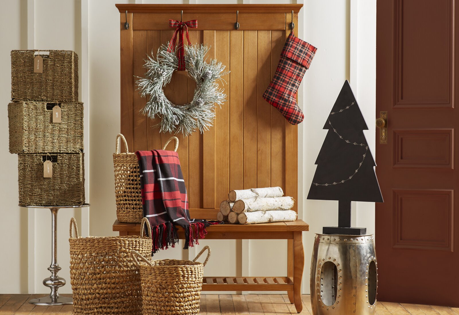 预发布站点、【Furniture】Bernnadette 40'' Wide Pine Solid Wood Hall Tree with Bench、-12345