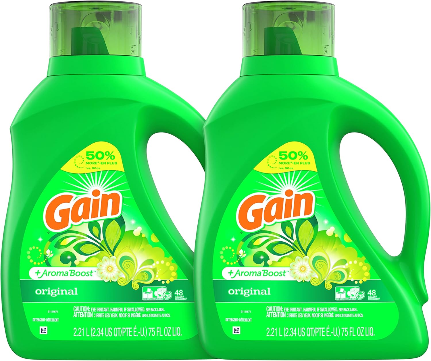 Gain + Aroma Boost Laundry Detergent Liquid, Original Scent, 107 Loads, 154 fl oz, HE Compatible Laundry Soap with Febreze and Oxi111mysite