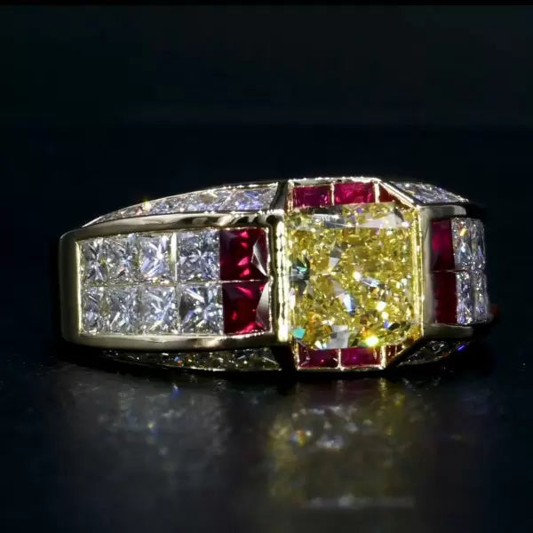 预发布站点、5.6ct Princess Cut Yellow Sapphire Cocktail Ring、testother-12345