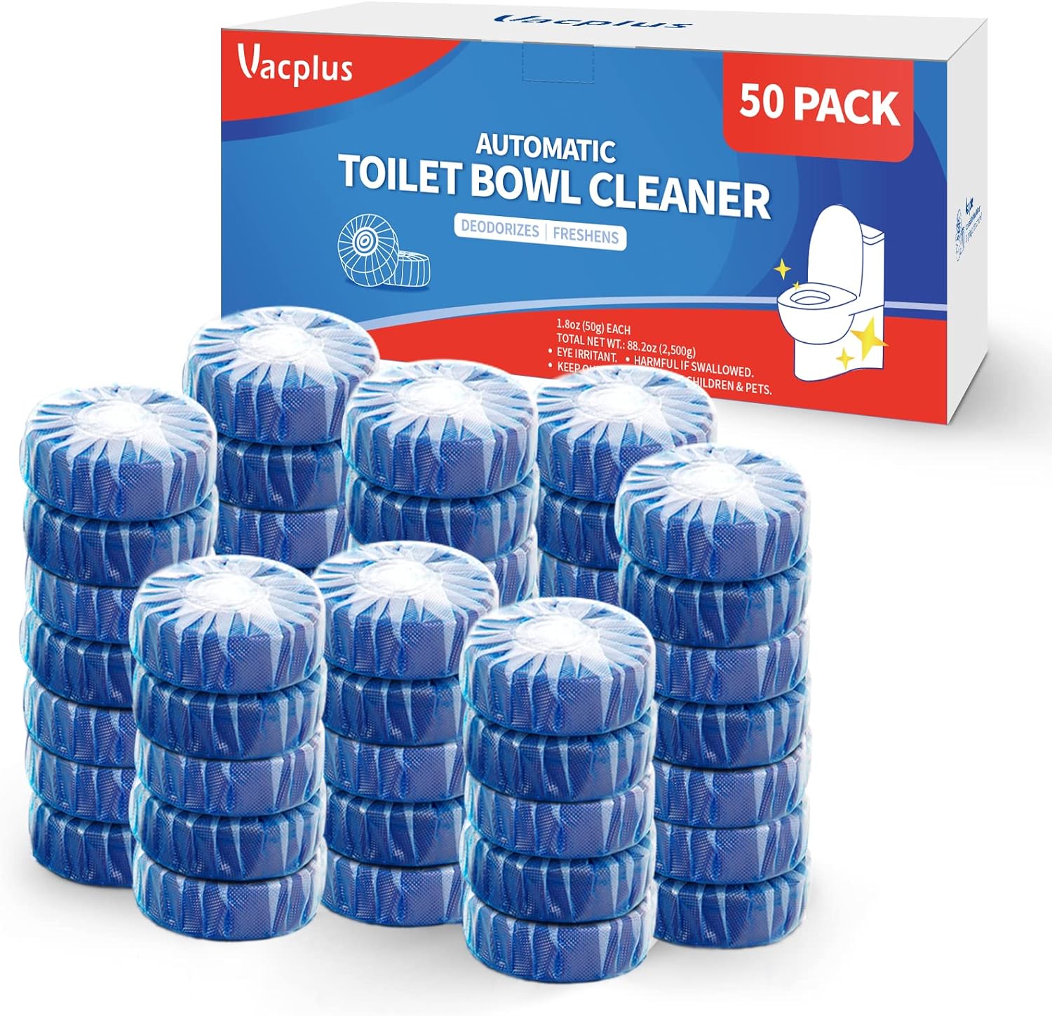 Vacplus Automatic Toilet Bowl Cleaner Tablets, Bathroom Toilet Tank Cleaner (12 PACK), VA-T165111mysite