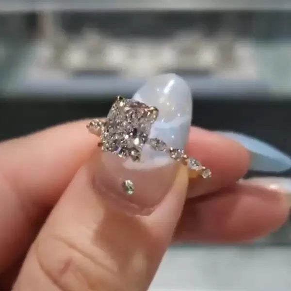 预发布站点、5ct Cushion Cut White Sapphire Ring In Gold、testother-12345