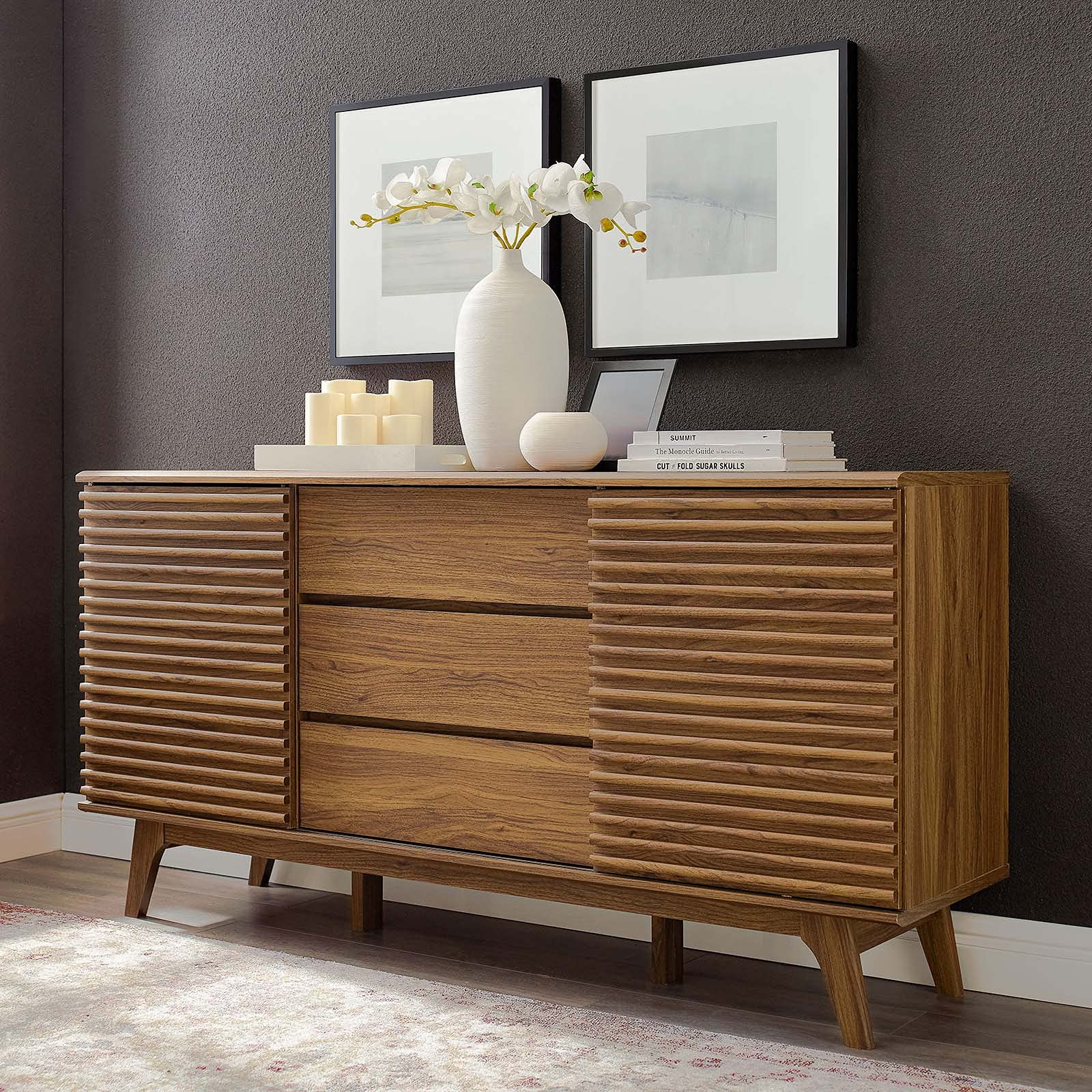 预发布站点、【Furniture】【BS】Carson Carrington Lagered Sideboard Buffet Table - Walnut、-12345