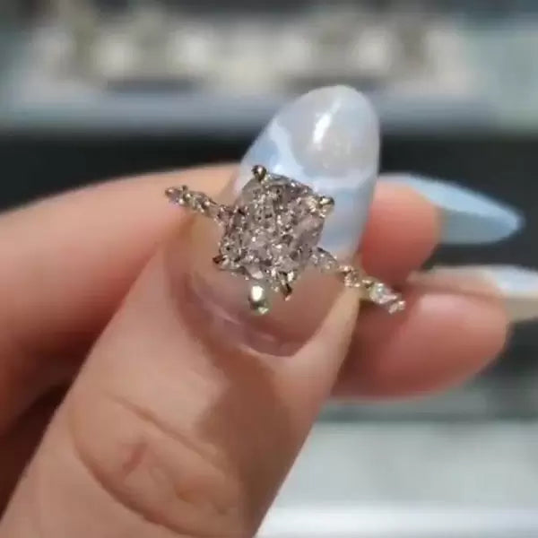 预发布站点、5ct Cushion Cut White Sapphire Ring In Gold、testother-12345