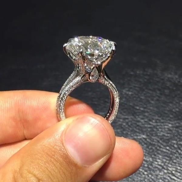 预发布站点、5.5ct Round Cut White Sapphire Engagement Ring、testother-12345