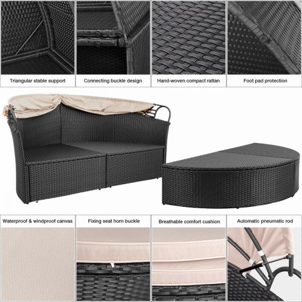预发布站点、【Furniture】66” Wide Outdoor Wicker Patio Daybed with Cushions、mysite-12345