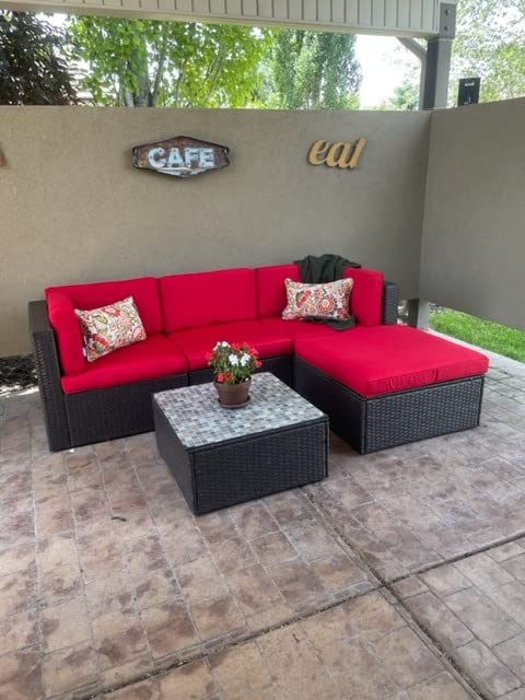 预发布站点、【Furniture】5 Pcs Patio Furniture Sets, All-Weather Brown PE Wicker Outdoor Couch Sectional Patio Set、mysite-12345