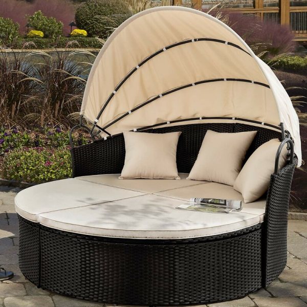 预发布站点、【Furniture】66” Wide Outdoor Wicker Patio Daybed with Cushions、mysite-12345