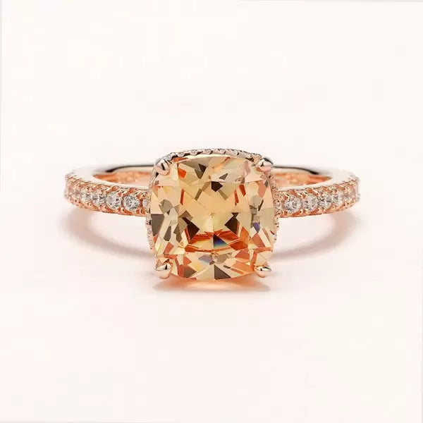 预发布站点、5ct Cushion Cut Engagement Ring in Rose Gold、testother-12345