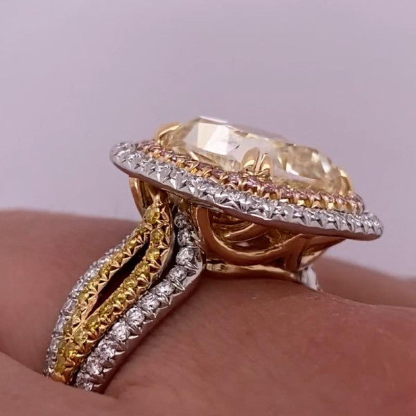 预发布站点、5.6ct Cushion Cut Yellow Sapphire Engagement Ring、testother-12345