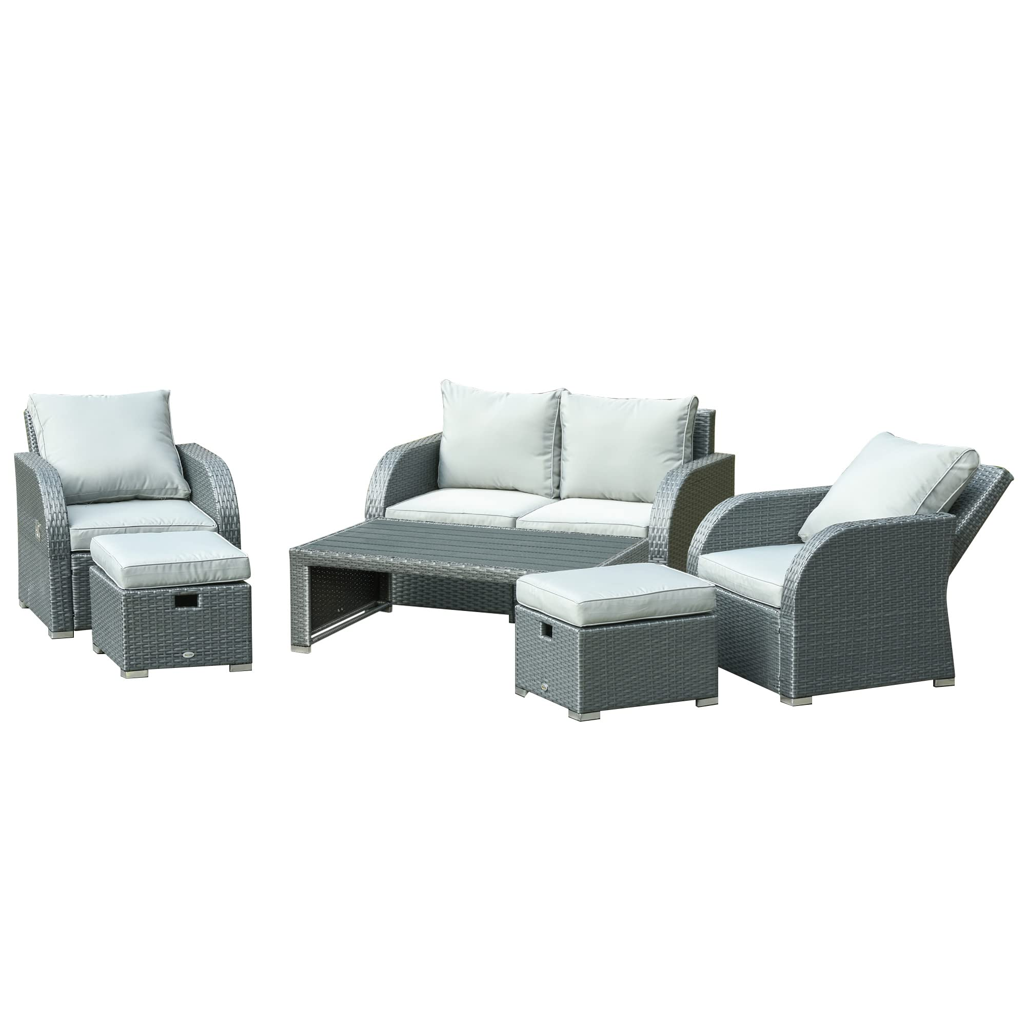预发布站点、【Furniture】6-PCs Patio Furniture Set Outdoor Wicker Sofa Set with Tea Table Gas Spring & Soft Cushion、mysite-12345