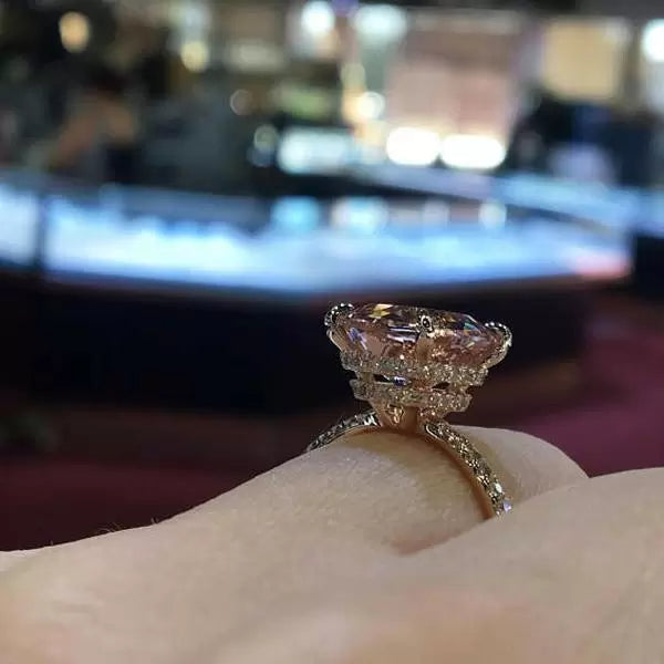 预发布站点、5ct Cushion Cut Engagement Ring in Rose Gold、testother-12345