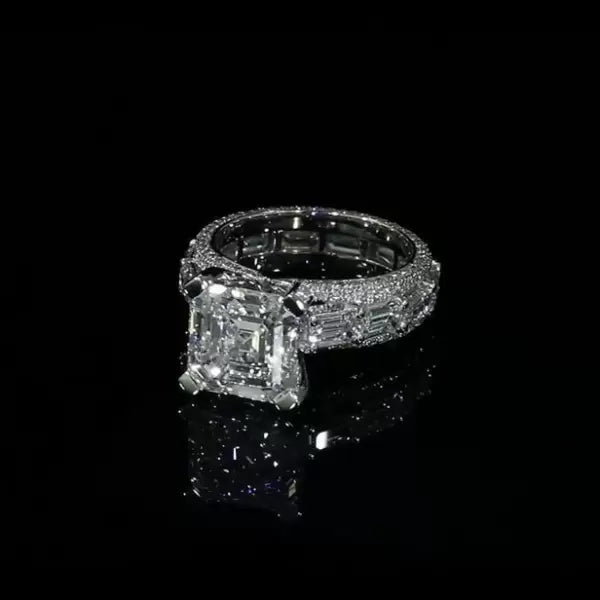 预发布站点、5.06ct Asscher Cut White Sapphire Engagement Ring、testother-12345