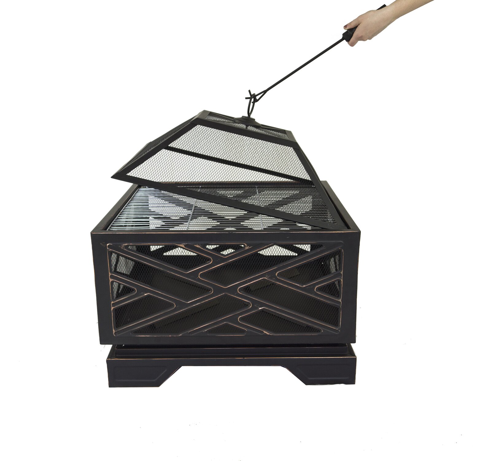 预发布站点、【Sports&Outdoors】Telvin 26'' H x 26'' W Steel Wood Burning Outdoor Fire Pit with Lid、-12345
