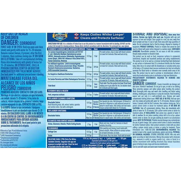 Clorox Bleach Liquid Cleaner for Laundry and Bathroom, HE Performance Bleach, 121 oz. Bottle 3 Pack, Wholesalehome Reusable Cleaning Glove and Cloth Included111mysite