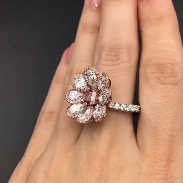 预发布站点、5.7ctw Halo Princess Cut Pink Sapphire Daisy Ring、testother-12345