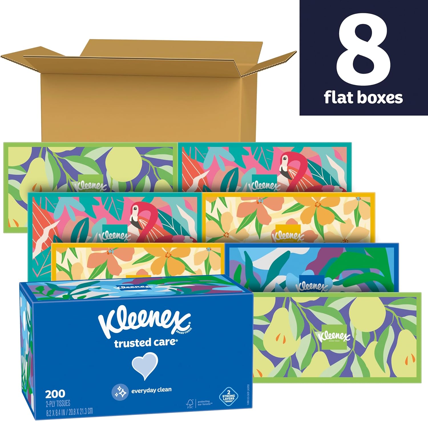 Kleenex Trusted Care Facial Tissues, 8 Flat Boxes, 200 Tissues per Box, 2-Ply, Packaging May Vary111mysite