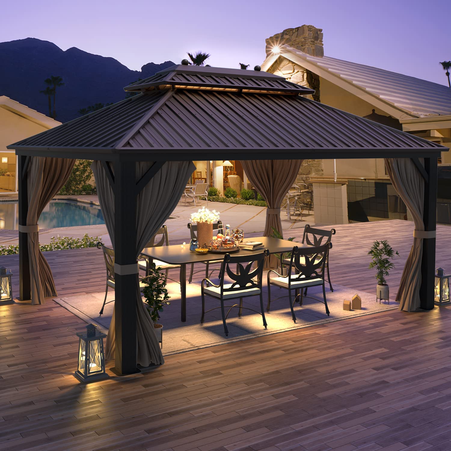 预发布站点、【Gazebo】Hardtop Gazebo with Netting and Curtains for Patios, Gardens, Lawns & Outdoor Activities、mysite-12345